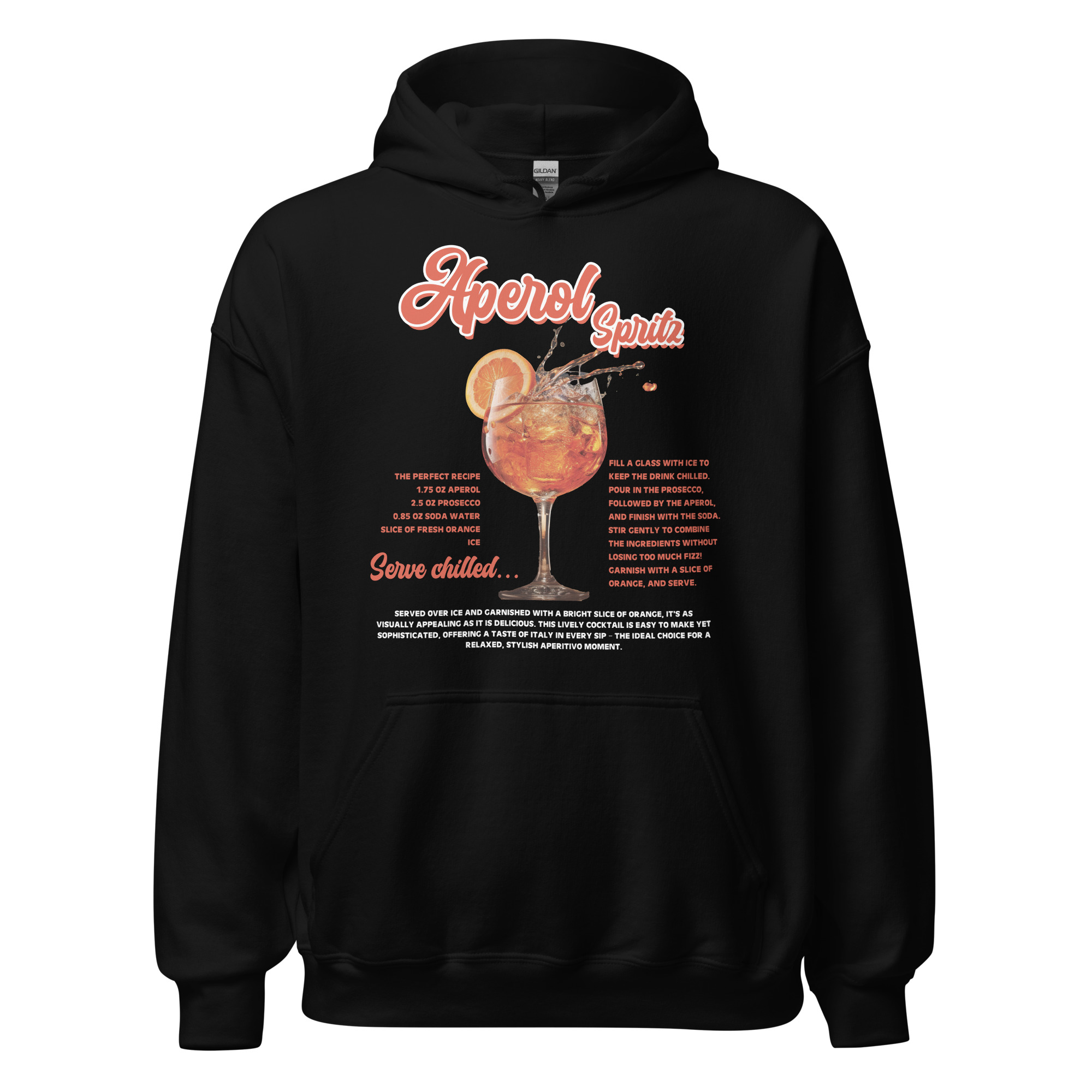 Aperol Spritz Serve Chilled Premium Hoodie Black / Navy - Image 2