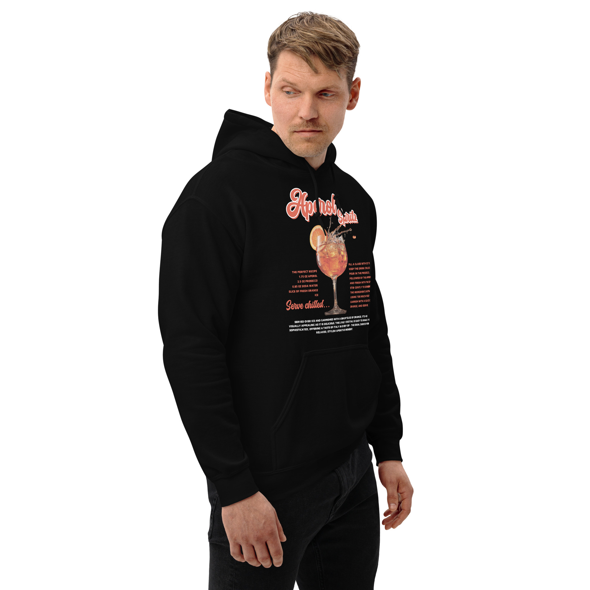 Aperol Spritz Serve Chilled Premium Hoodie Black / Navy - Image 5