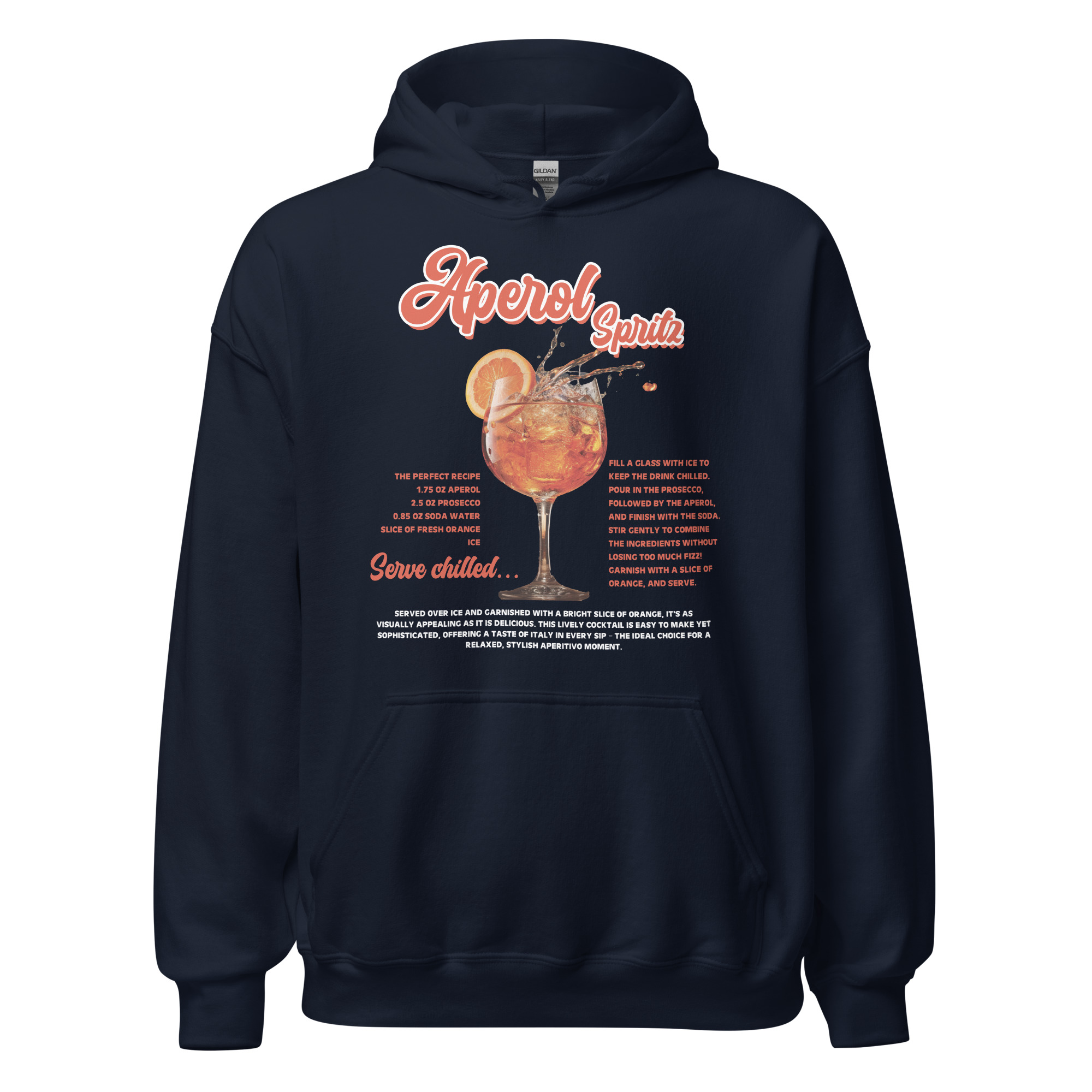Aperol Spritz Serve Chilled Premium Hoodie Black / Navy - Image 7