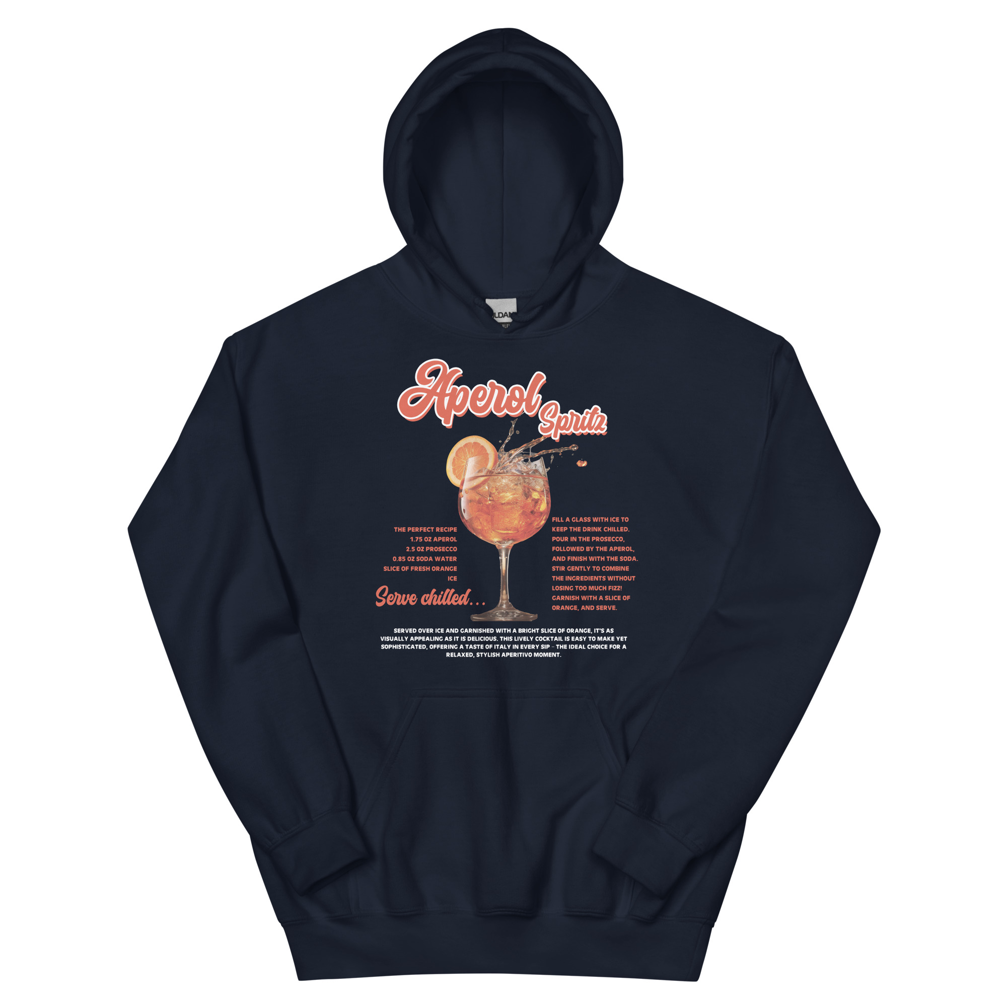 Aperol Spritz Serve Chilled Premium Hoodie Black / Navy - Image 8